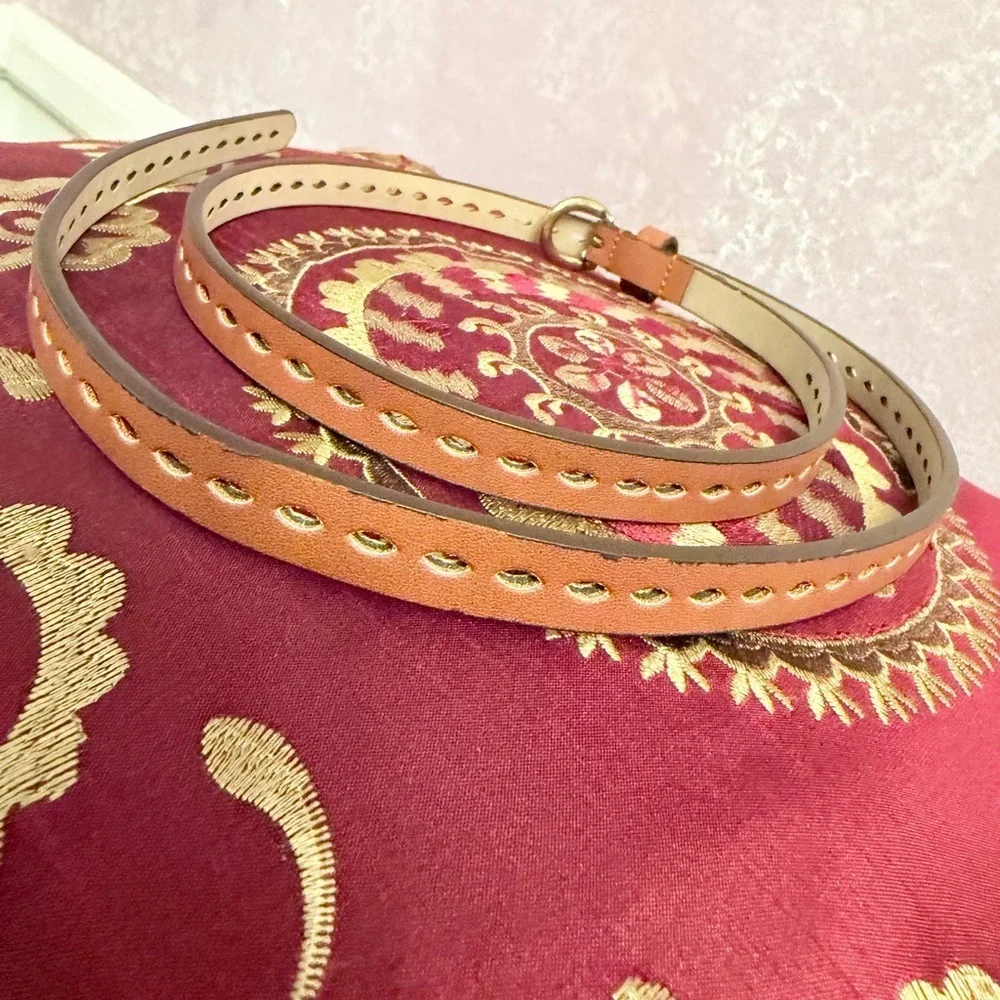 Stylish 40” Brown Pleather Belt